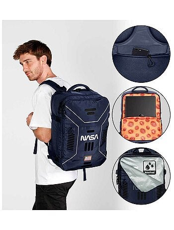 Nasa spaceship mochila de viagem mercury grande 47x23x33cm, azul escuro
