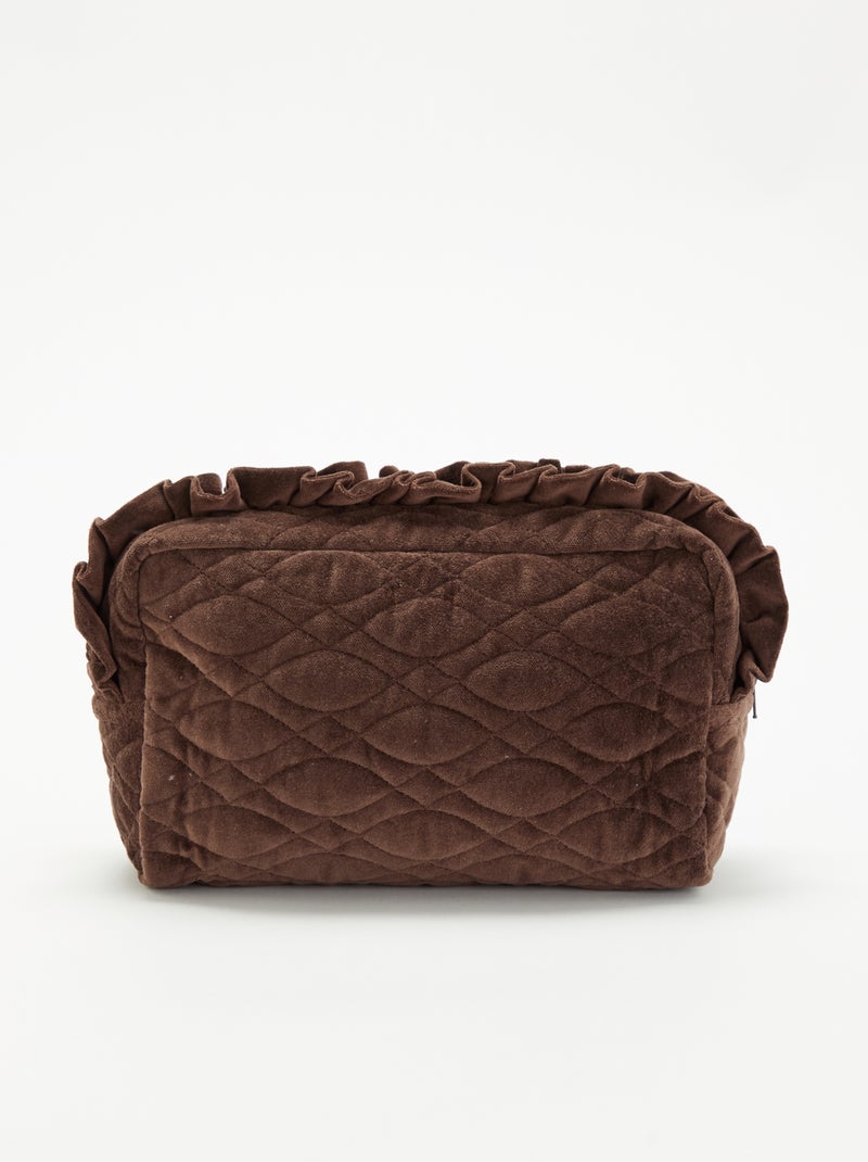 Necessaire de maquilhagem em veludo com ondulações Castanho - Kiabi