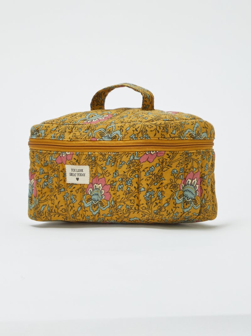 Nécessaire em gaze de algodão estampada amarelo - Kiabi