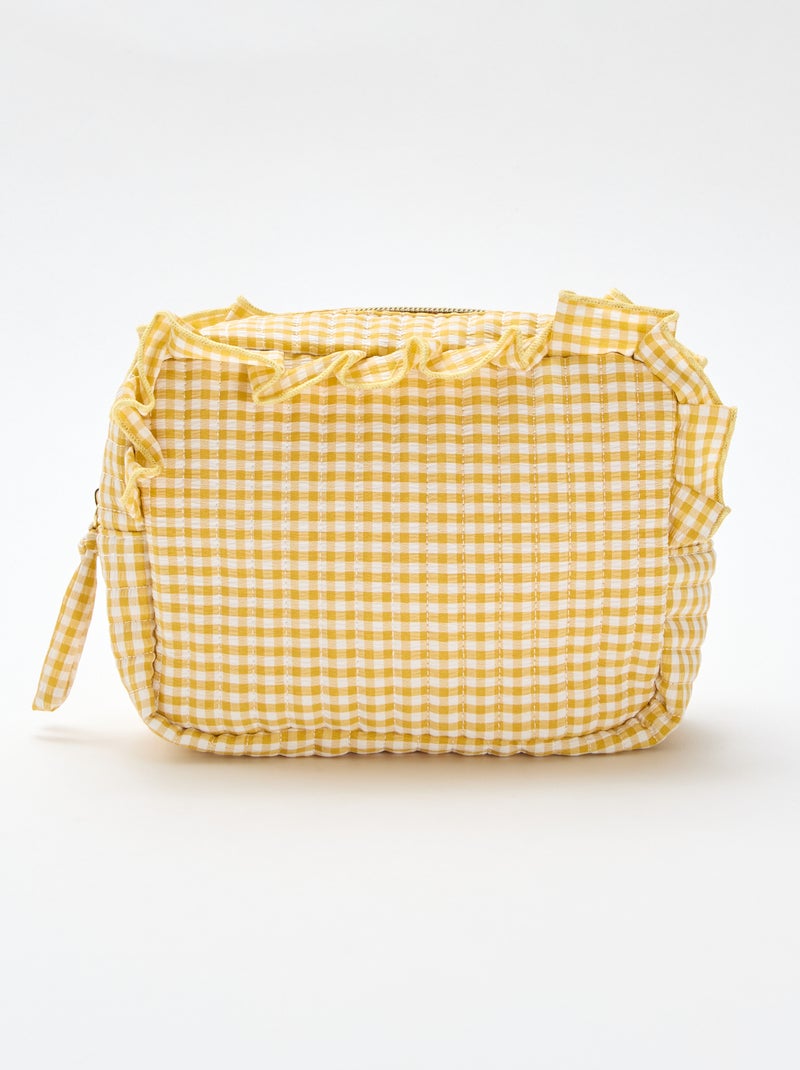 Necessaire vichy com folhos Amarelo - Kiabi