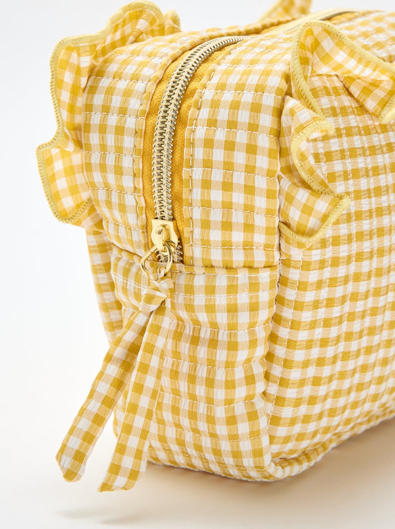 Necessaire vichy com folhos Amarelo - Kiabi