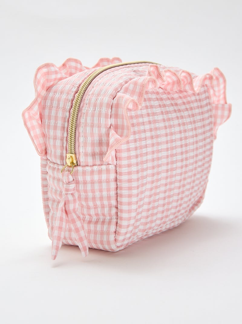 Necessaire vichy com folhos Rosa - Kiabi