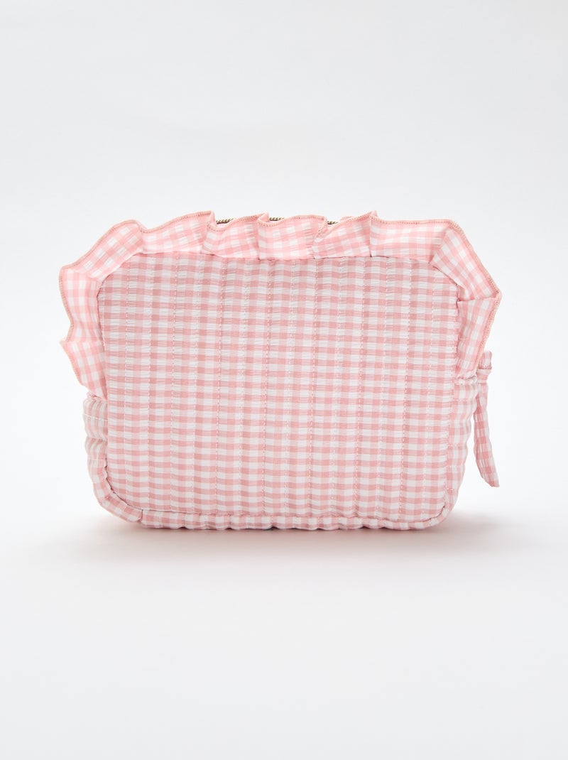 Necessaire vichy com folhos Rosa - Kiabi