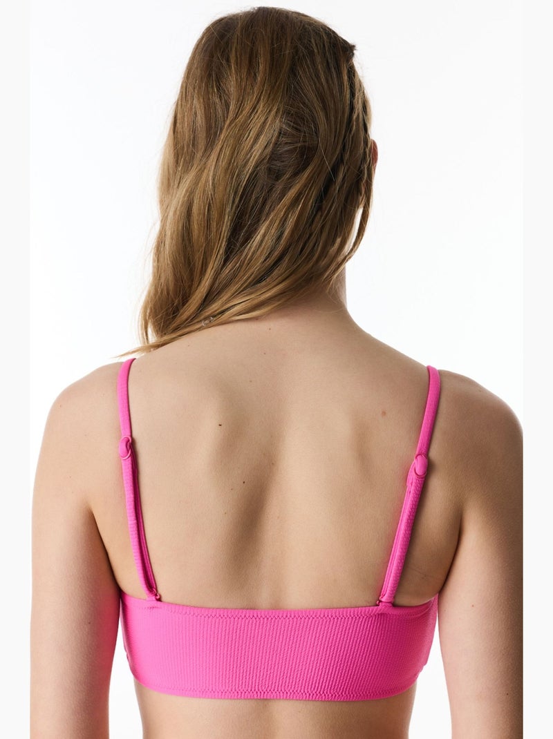 Nena brilhante top de biquíni tomara que caia com textura de nó penti Rosa-fluo/Solinotes - Kiabi