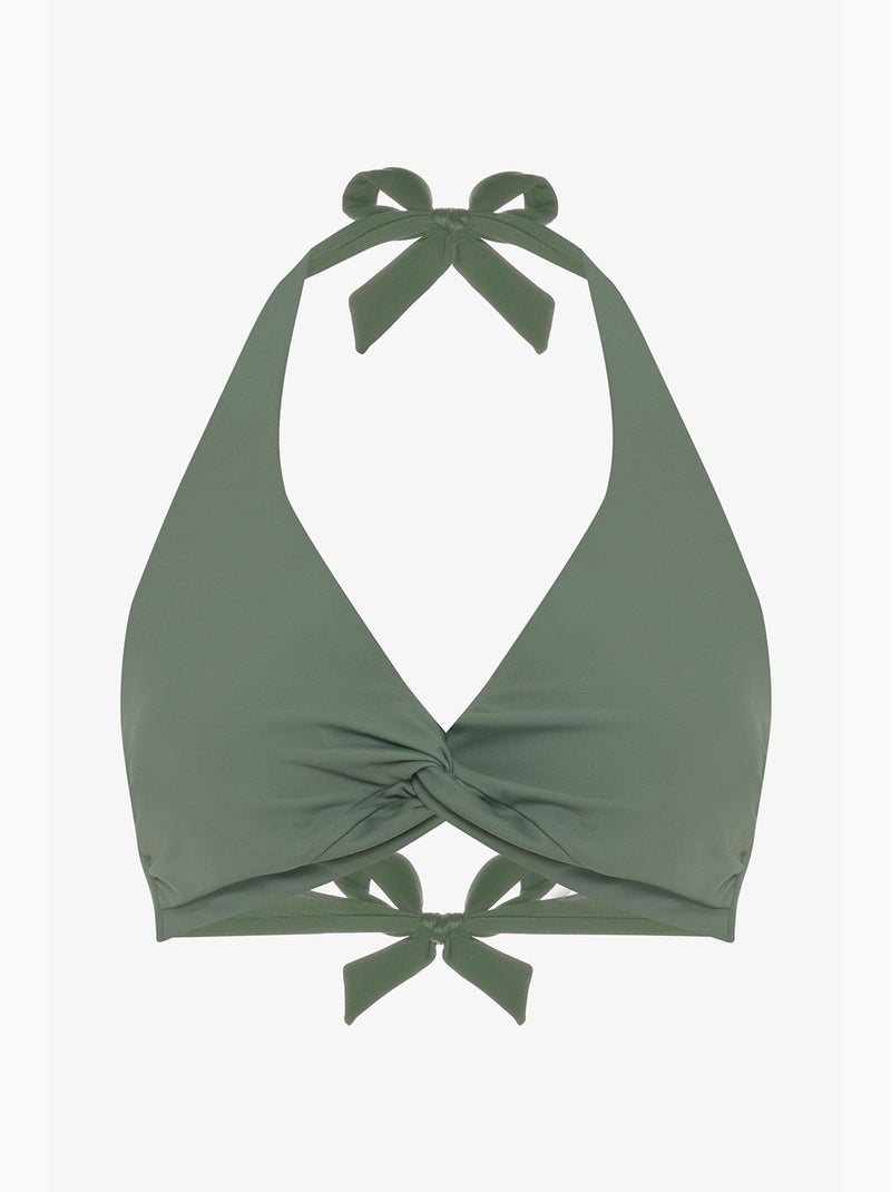 New top de biquíni triangular twist com aro penti Cáqui - Kiabi