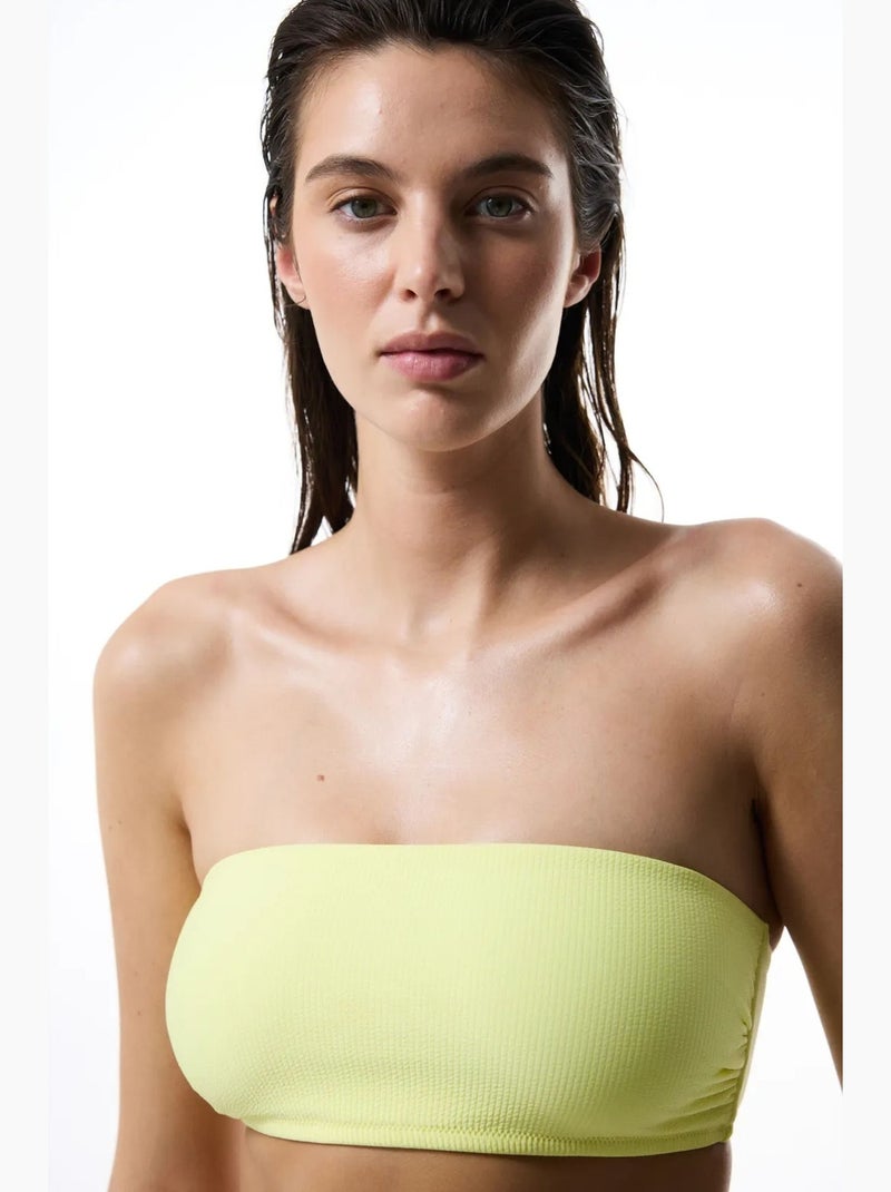 Nora top de biquíni sem alças penti Amarelo-limão - Kiabi