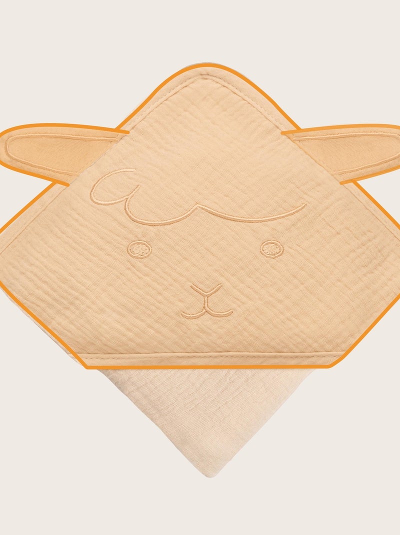 oalha com capuz em musselina LIONELO – 100% natural – 80 x 80 cm – Desde o primeiro dia de vida Bege-cinza - Kiabi