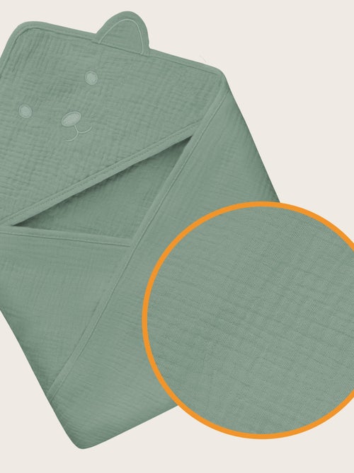 oalha com capuz em musselina LIONELO – 100% natural – 80 x 80 cm – Desde o primeiro dia de vida - Kiabi oalha com capuz em musselina LIONELO – 100% natural – 80 x 80 cm – Desde o primeiro dia de vida - Kiabi