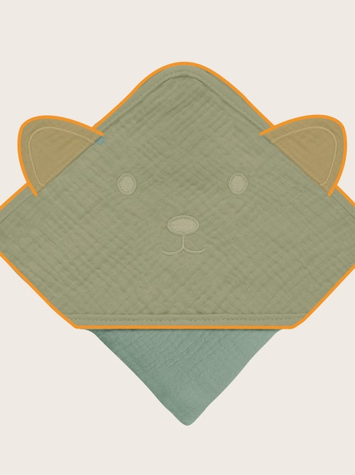 oalha com capuz em musselina LIONELO – 100% natural – 80 x 80 cm – Desde o primeiro dia de vida - Kiabi oalha com capuz em musselina LIONELO – 100% natural – 80 x 80 cm – Desde o primeiro dia de vida - Kiabi