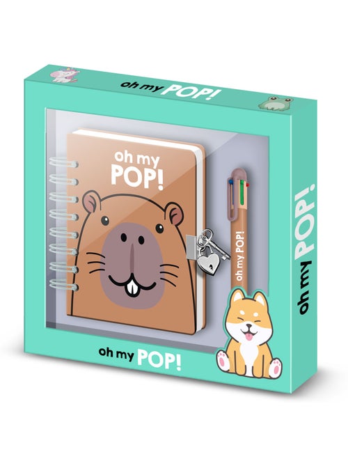 Oh My Pop Capybara Conjunto Diário A5 + Caneta 6 Cores, Multicolorido - Kiabi