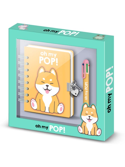 Oh My Pop Shiba Conjunto Diário A5 + Caneta 6 Cores, Multicolorido - Kiabi