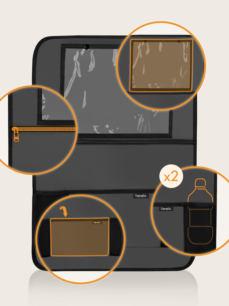 Organizador de banco 2em1 LIONELO - Bolso transparente - 5 bolsos de tamanhos diferentes Cinza - Kiabi