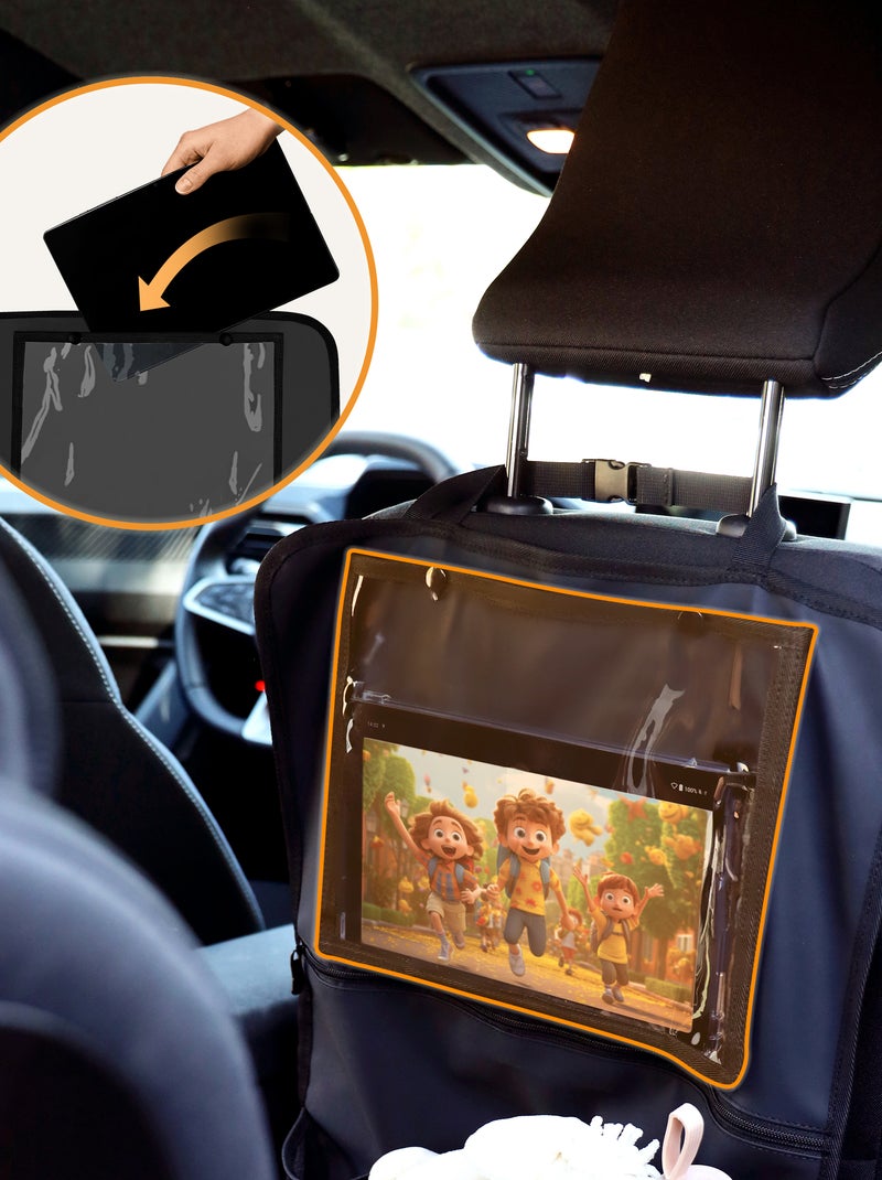 Organizador de banco 2em1 LIONELO - Bolso transparente - 5 bolsos de tamanhos diferentes Preto - Kiabi