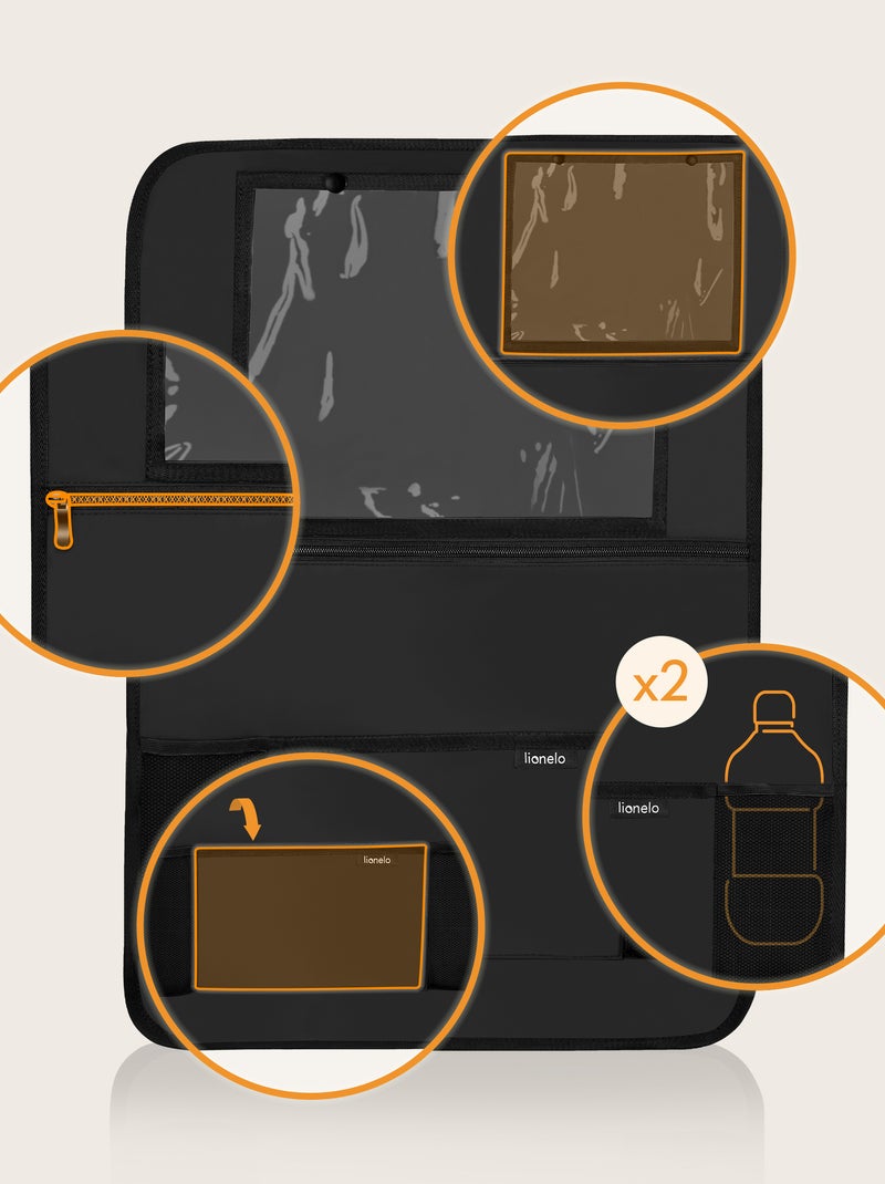 Organizador de banco 2em1 LIONELO - Bolso transparente - 5 bolsos de tamanhos diferentes Preto - Kiabi