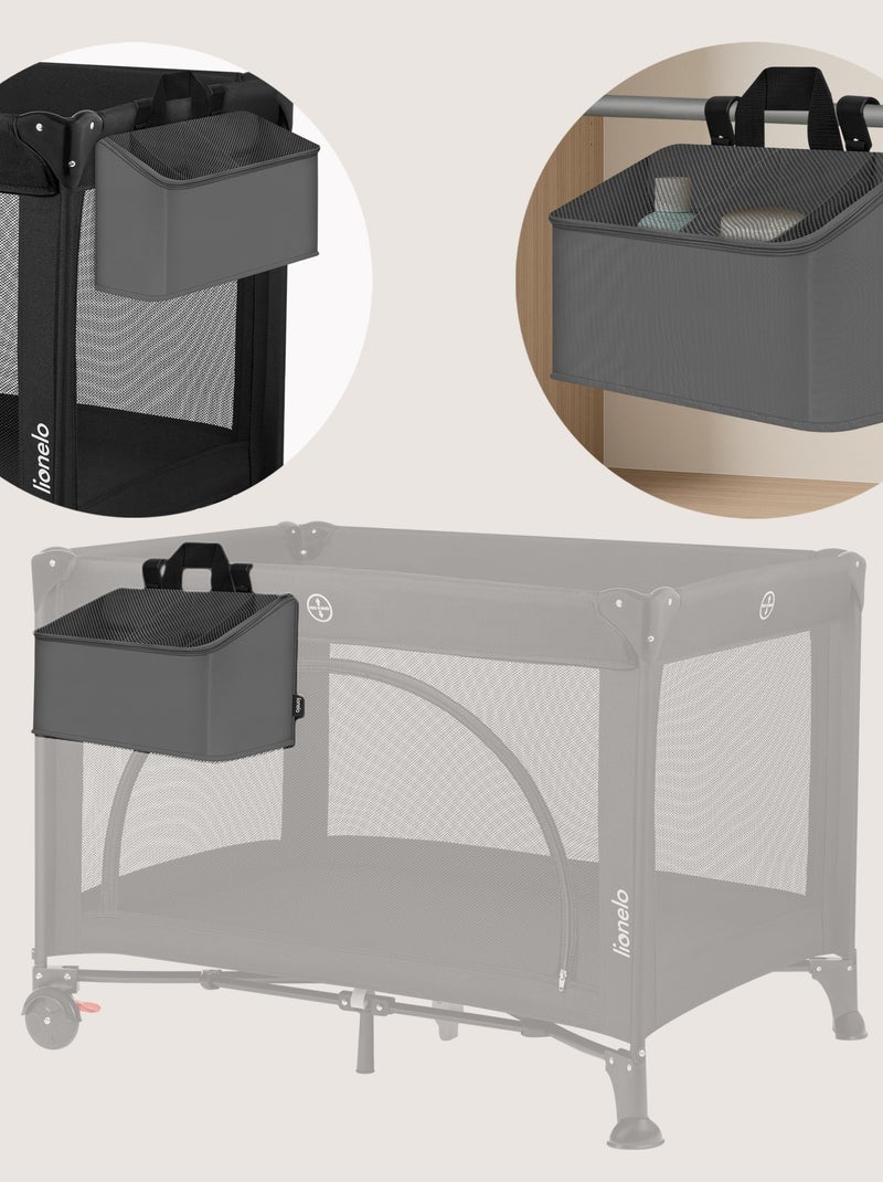 Organizador Suspenso para Berço LIONELO Sidepocket - Impermeável - 3 Compartimentos - Com Fecho Cinza - Kiabi