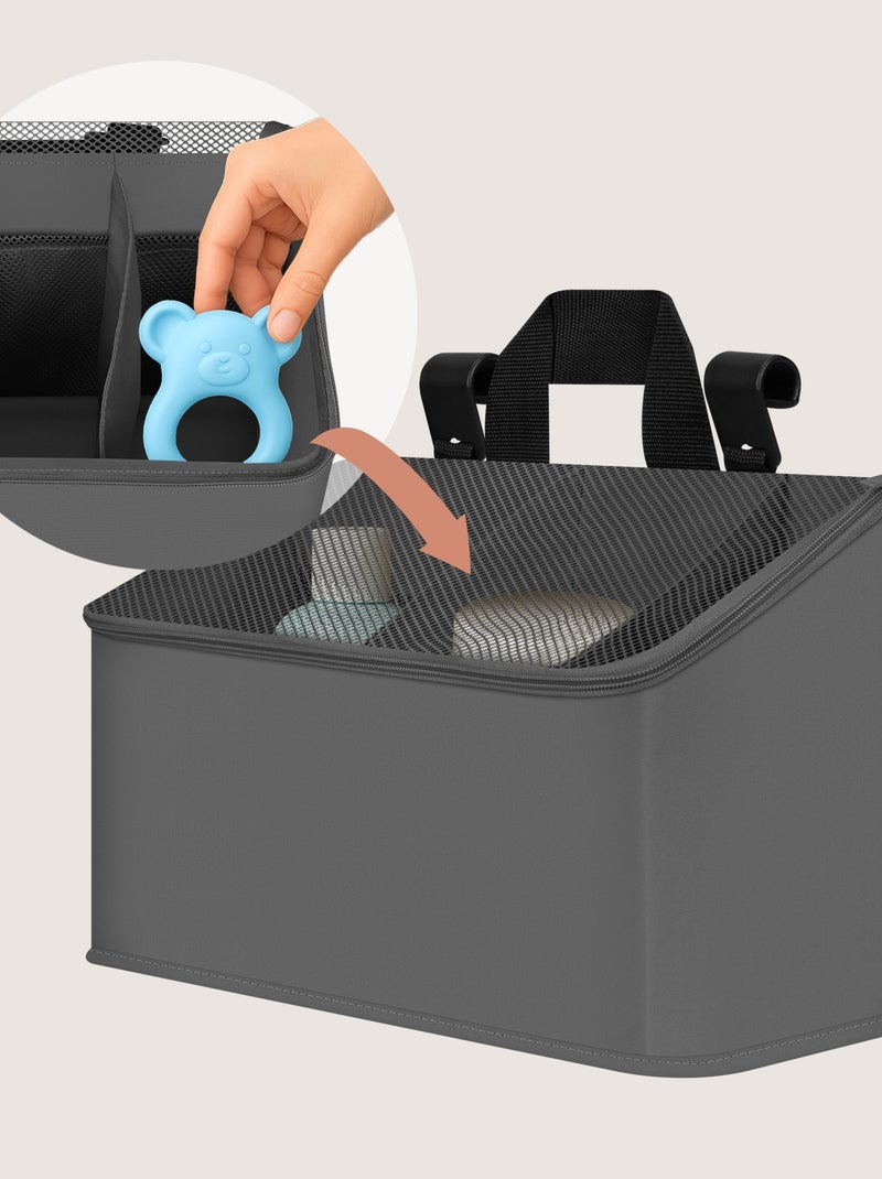 Organizador Suspenso para Berço LIONELO Sidepocket - Impermeável - 3 Compartimentos - Com Fecho Cinza - Kiabi