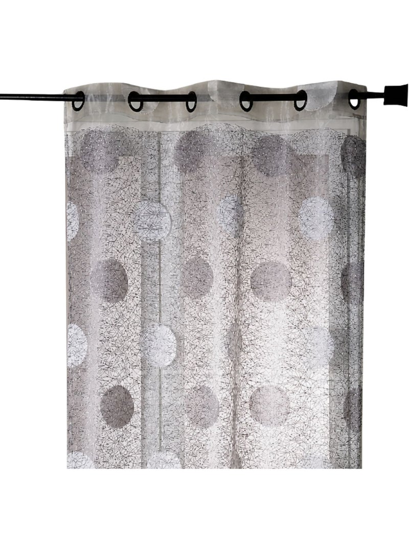 Organza jacquard bordada com grandes círculos Cinza claro - Kiabi