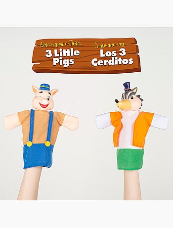 Os três porquinhos conjunto de marionetes 25 cm cucu show
