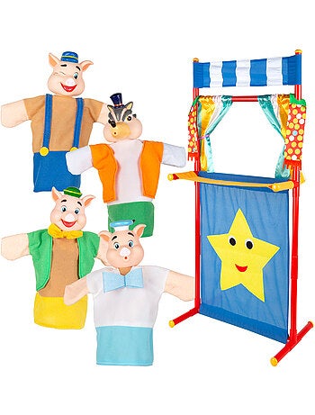 Os três porquinhos conjunto de teatro de marionetes 25 cm cucu show