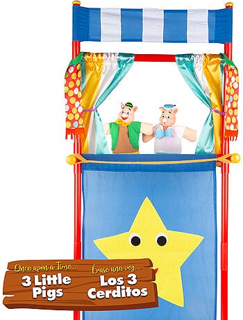 Os três porquinhos conjunto de teatro de marionetes 25 cm cucu show