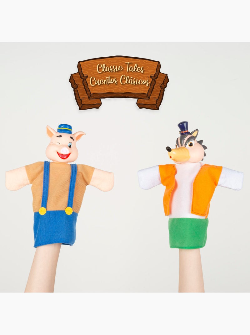 Os três porquinhos conjunto de teatro de marionetes 25 cm cucu show N/D - Kiabi