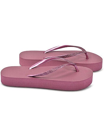 Ozabi chinelo de dedo compensado glitter 3 cores