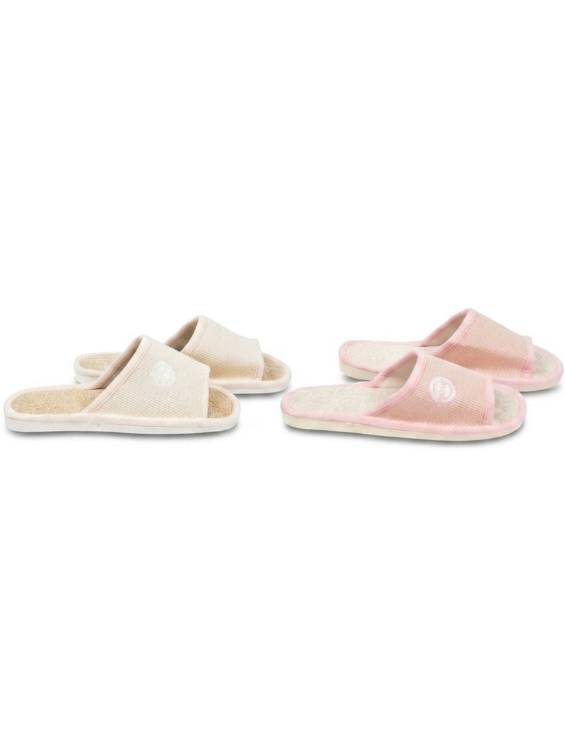 OZABI Chinelo Mula Mulher Pack 2 Pares Tecido Gofrado Ponta Aberta Azul gelado - Kiabi