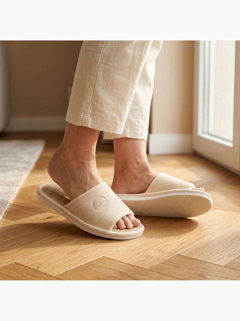 OZABI Chinelo Mula Mulher Pack 2 Pares Tecido Gofrado Ponta Aberta Azul gelado - Kiabi