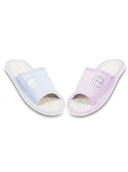 OZABI Chinelo Mula Mulher Pack 2 Pares Tecido Gofrado Ponta Aberta - Kiabi