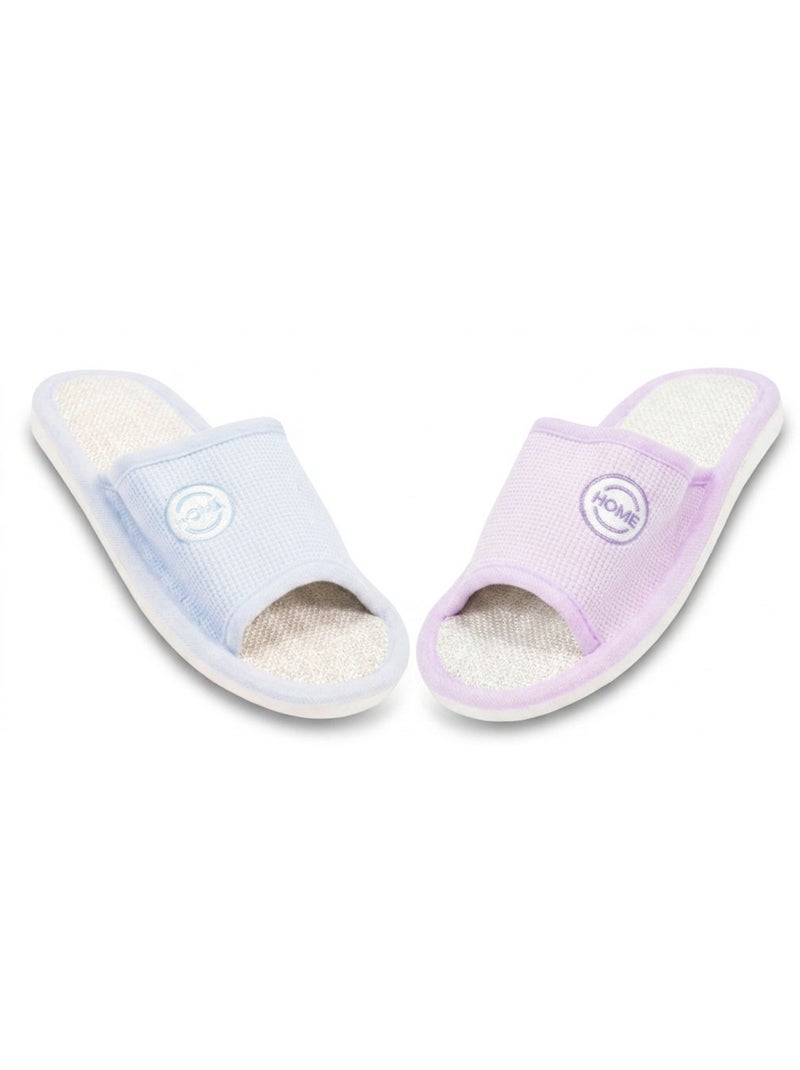 OZABI Chinelo Mula Mulher Pack 2 Pares Tecido Gofrado Ponta Aberta Branco - Kiabi