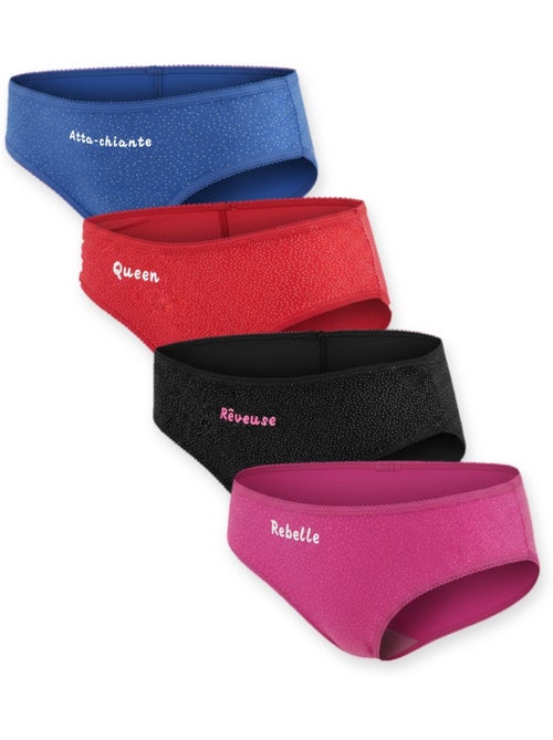 Ozabi cuecas rapariga mensagem humor pois paletados - pack de 4 - Kiabi Ozabi cuecas rapariga mensagem humor pois paletados - pack de 4 - Kiabi