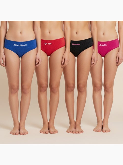 Ozabi cuecas rapariga mensagem humor pois paletados - pack de 4 - Kiabi Ozabi cuecas rapariga mensagem humor pois paletados - pack de 4 - Kiabi