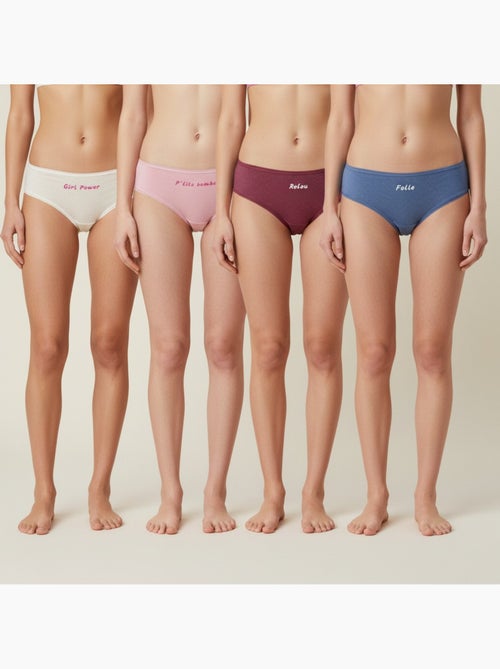 Ozabi cuecas rapariga mensagem humor pois paletados - pack de 4 - Kiabi Ozabi cuecas rapariga mensagem humor pois paletados - pack de 4 - Kiabi