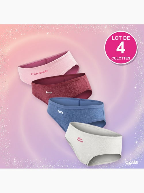 Ozabi cuecas rapariga mensagem humor pois paletados - pack de 4 - Kiabi Ozabi cuecas rapariga mensagem humor pois paletados - pack de 4 - Kiabi
