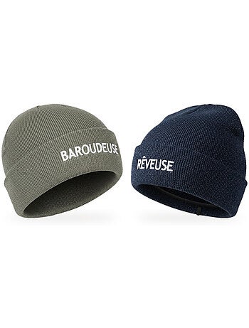 Ozabi gorros mulher lurex com lantejoulas mensagem bordada - pack de 2