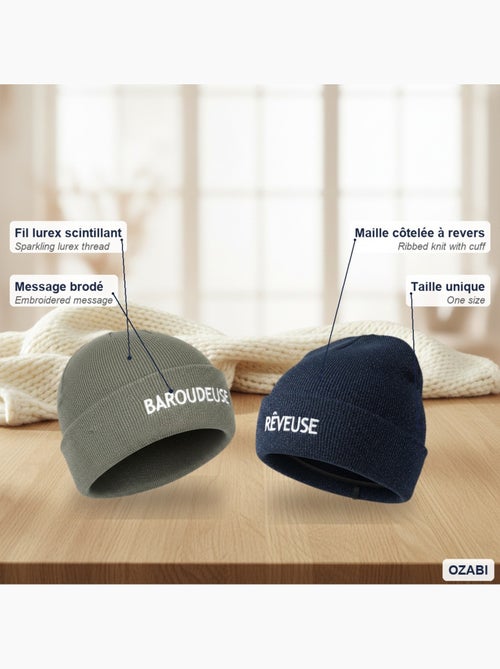 Ozabi gorros mulher lurex com lantejoulas mensagem bordada - pack de 2 - Kiabi Ozabi gorros mulher lurex com lantejoulas mensagem bordada - pack de 2 - Kiabi