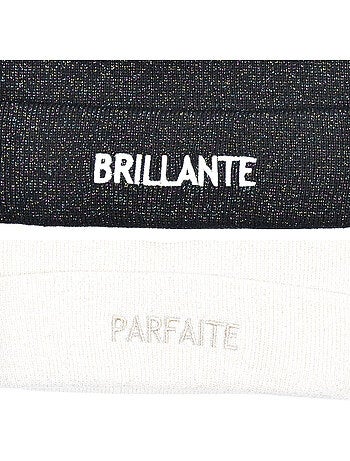 Ozabi gorros mulher lurex com lantejoulas mensagem bordada - pack de 2