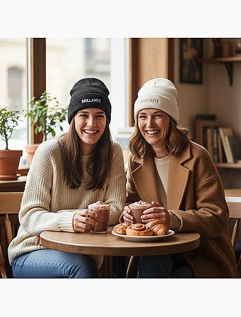Ozabi gorros mulher lurex com lantejoulas mensagem bordada - pack de 2