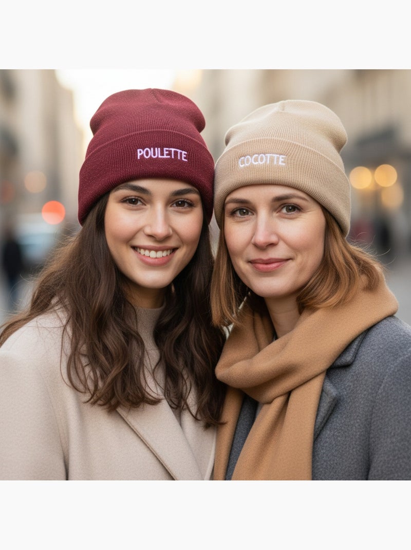 Ozabi gorros mulher lurex com lantejoulas mensagem bordada - pack de 2 Vermelho bordô - Kiabi