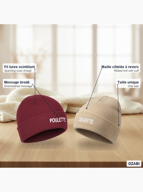 Ozabi gorros mulher lurex com lantejoulas mensagem bordada - pack de 2 - Kiabi Ozabi gorros mulher lurex com lantejoulas mensagem bordada - pack de 2 - Kiabi