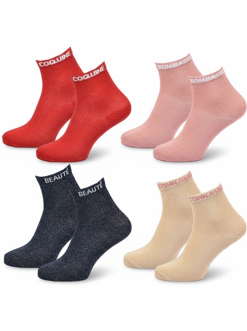 Ozabi meias mulher lantejoulas soquetes pack de 4 pares - Kiabi