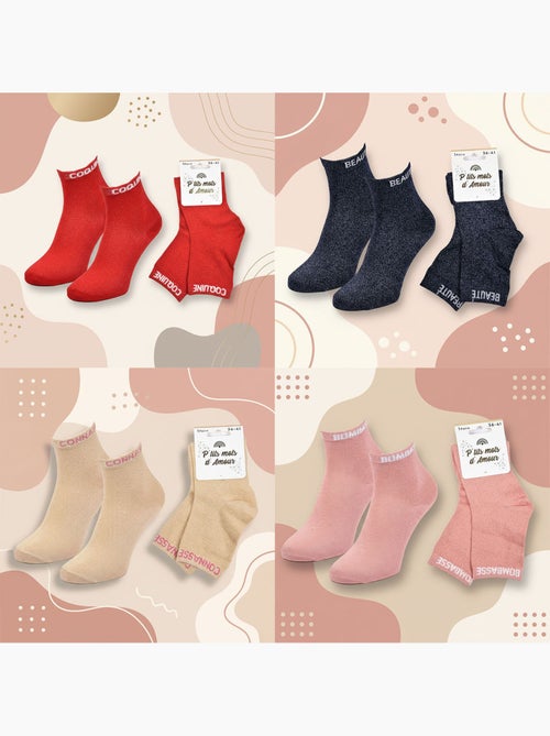 Ozabi meias mulher lantejoulas soquetes pack de 4 pares - Kiabi