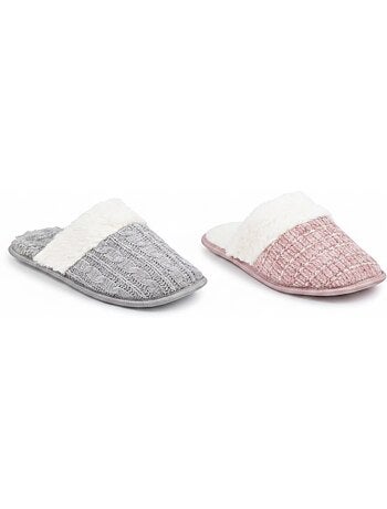 OZABI Pack 2 Pares Mulas Mulher Malha Torcida Borda Falsa Pele
