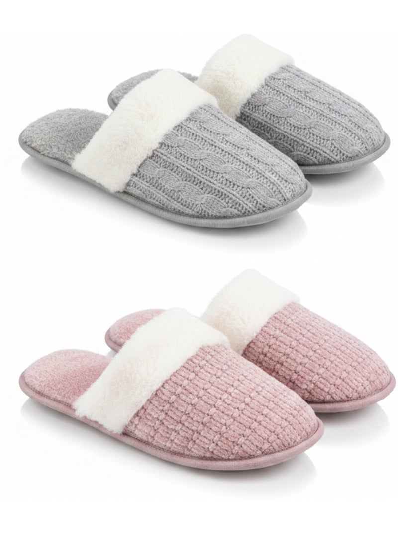 OZABI Pack 2 Pares Mulas Mulher Malha Torcida Borda Falsa Pele Multicolorido - Kiabi