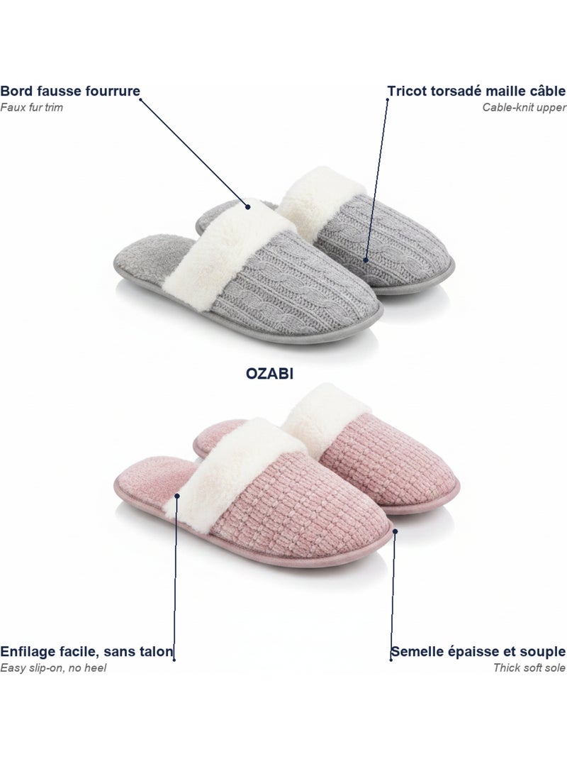 OZABI Pack 2 Pares Mulas Mulher Malha Torcida Borda Falsa Pele Multicolorido - Kiabi