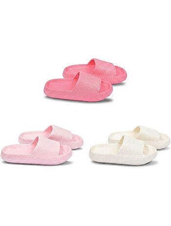 OZABI Pack 3 Sandálias Rapariga Glitter Lantejoulas - Bege Rosa Fúcsia