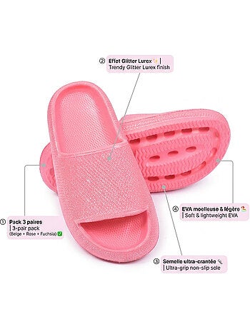 OZABI Pack 3 Sandálias Rapariga Glitter Lantejoulas - Bege Rosa Fúcsia