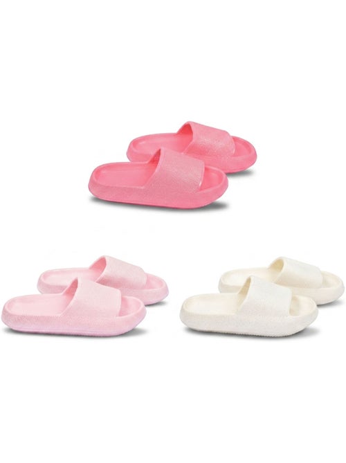 OZABI Pack 3 Sandálias Rapariga Glitter Lantejoulas - Bege Rosa Fúcsia - Kiabi OZABI Pack 3 Sandálias Rapariga Glitter Lantejoulas - Bege Rosa Fúcsia - Kiabi