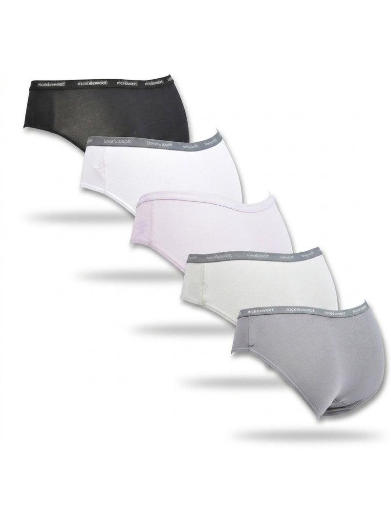 OZABI Pack 5 Cuecas Mulher Algodão Mini Renda Nó Cetim Preto/Rosa/Roxo - Kiabi
