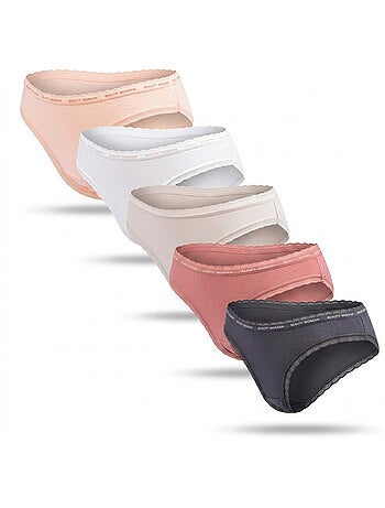 OZABI Pack 5 Cuecas Mulher Algodão Mini Renda Nó Cetim